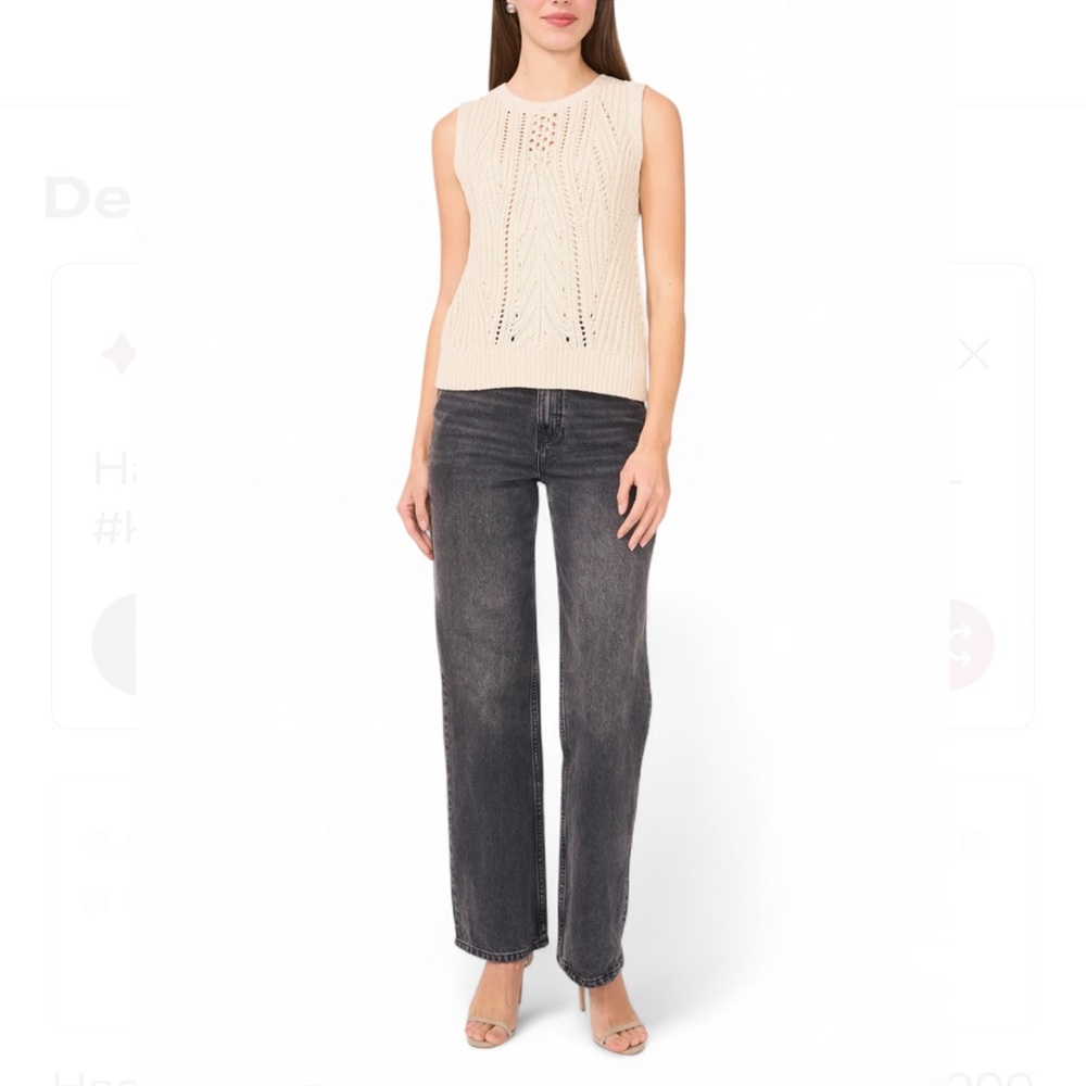 Halogen Women's Open Stitch Sleeveless Sweater